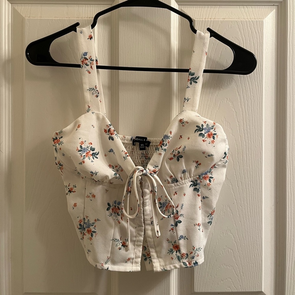 White Floral Coset Tank Top